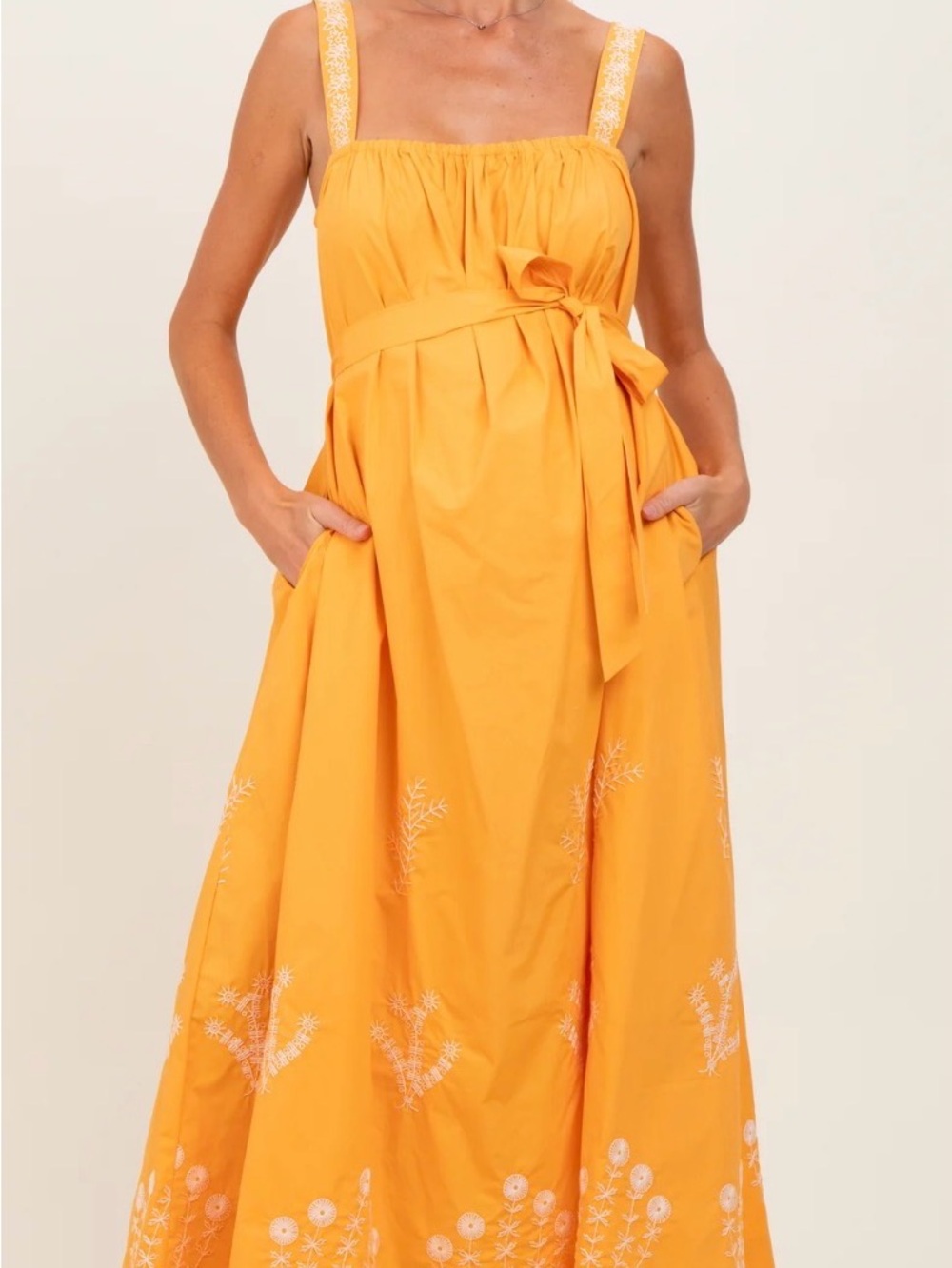 Camellia Yellow Orange Embroidered Dress